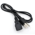 Black American standard three-pin plug power cord, 1.2 metres long