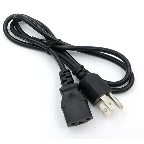 Black American standard three-pin plug power cord, 1.2 metres long