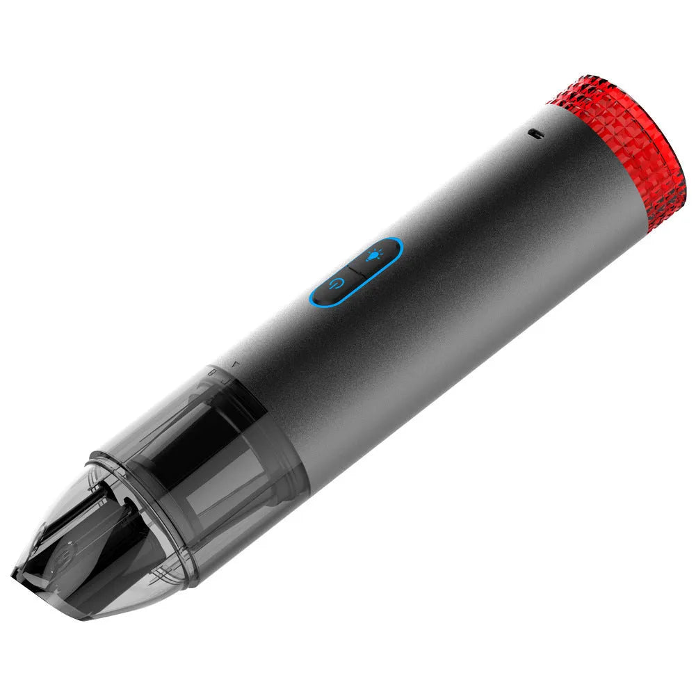 V6 black portable wireless car vacuum cleaner with LED work lamp for vehicle cleaning