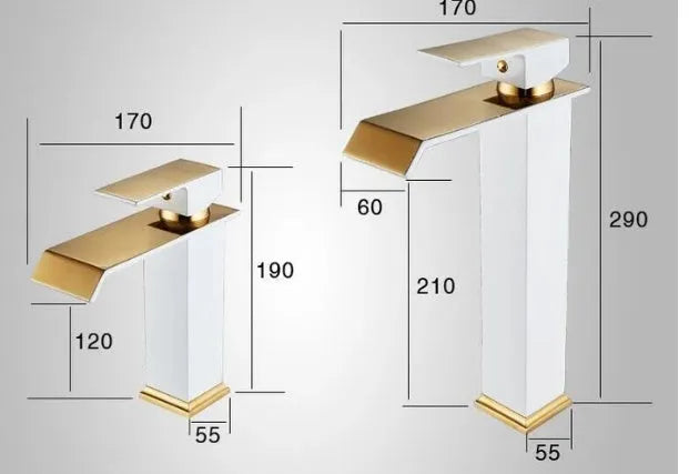 Black and gold waterfall basin faucet with induction sensor and brass construction