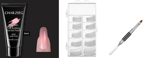 Nail extension gel kit with 30ml crystal glue and 60ml cleaning agent in cinnamon colour option