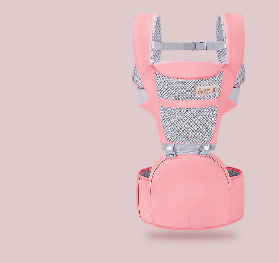 Multifunctional baby carrier waist stool in Galaxy Grey with shoulder straps