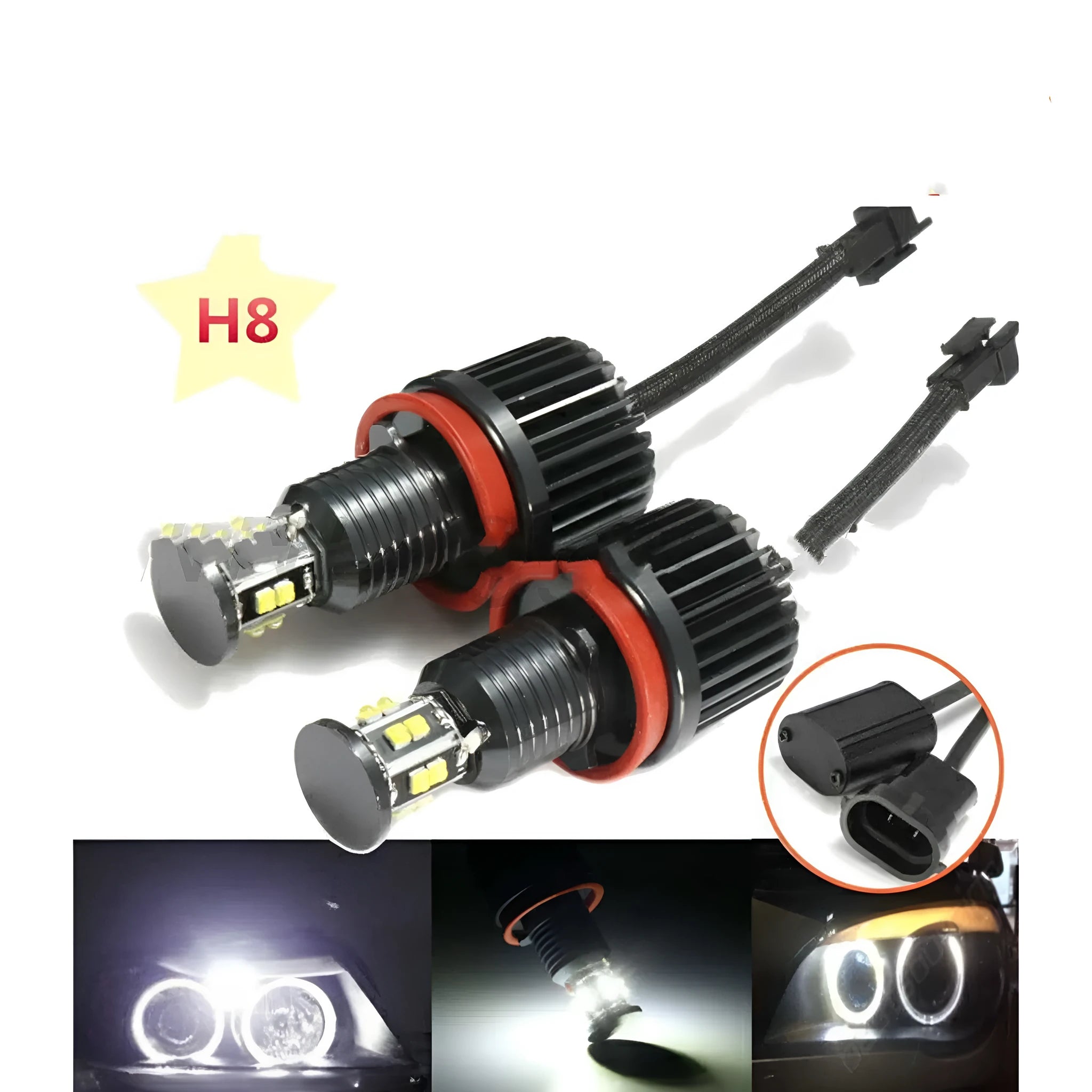 E92-H60 120W LED Angel Eyes car light for BMW vehicles with six-sided design