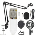BM-800 condenser microphone with stand in multiple colour options including black blue gold pink red silver white