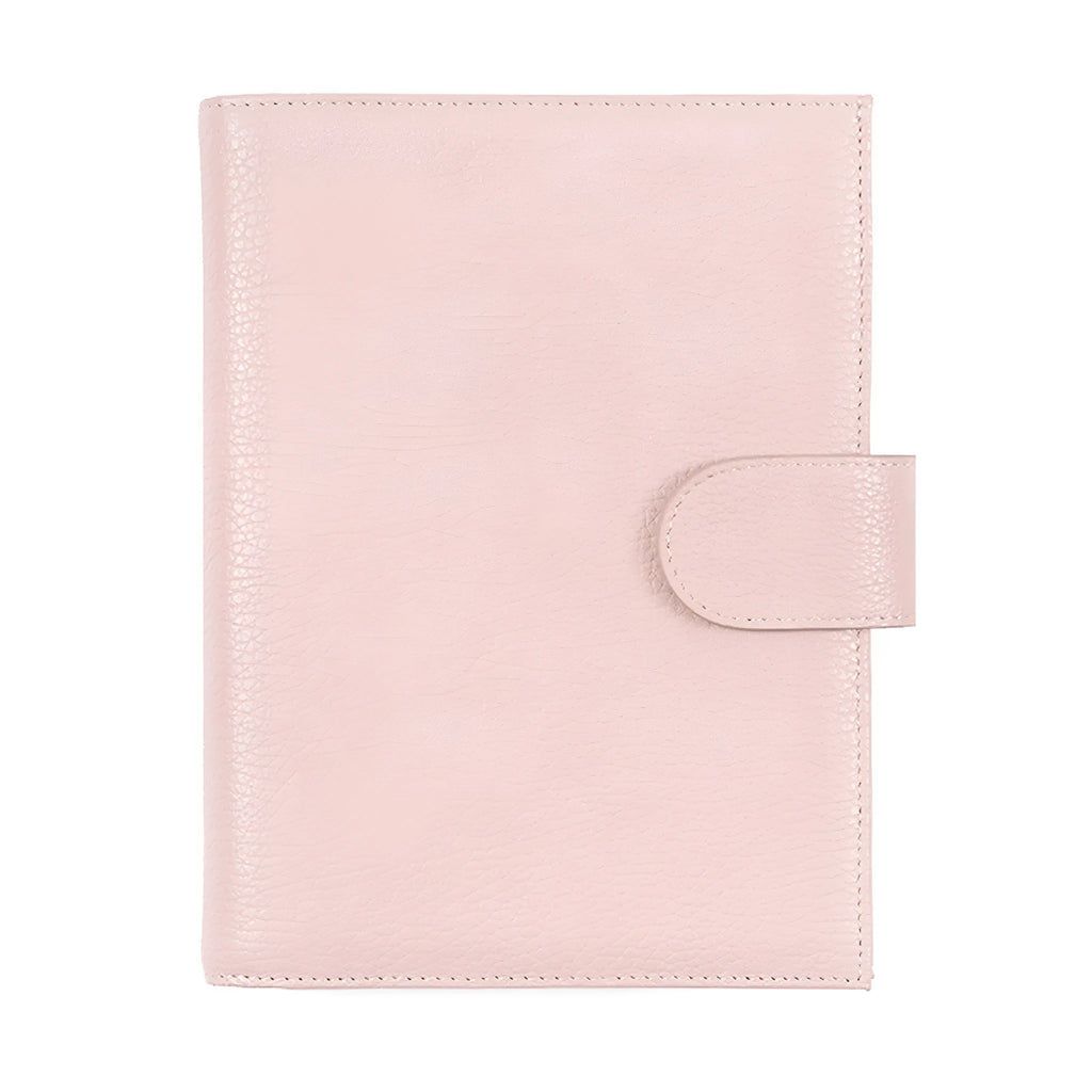 A6 leather notebook with lychee pattern cowhide cover in loose-leaf diary format