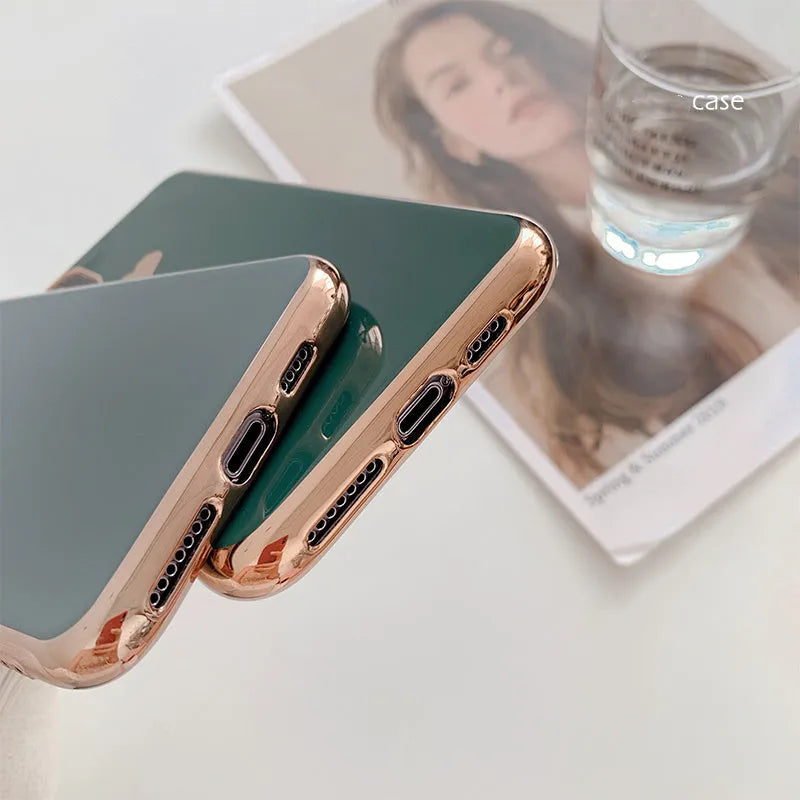 Simple solid colour TPU back cover phone case for iPhone models shown in blue.