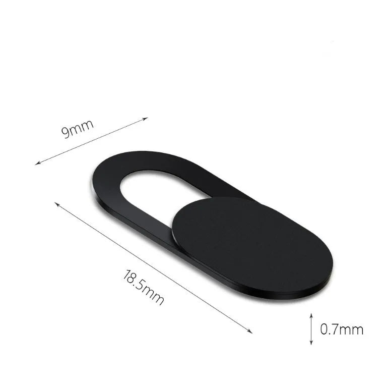 Plastic camera privacy cover for laptop tablet and mobile phone, 18.5mm x 9mm, black and white options