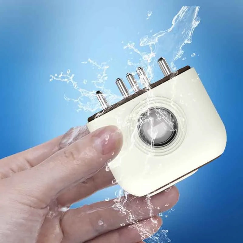 Milky white scalp medicine supplying device with red blue light and micro current, featuring 7ml reservoir and compact dimensions