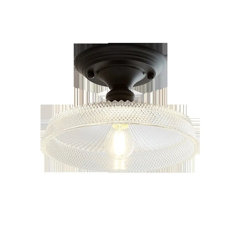 American retro-style single-head wall or ceiling lamp with clear glass cover for hallway lighting