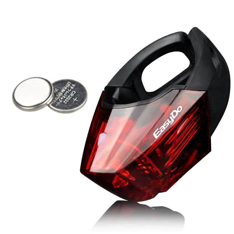 Bicycle tail light with 3 LED lamp beads, IPX-4 waterproof, 62x43x38mm, black housing mounted on bike seatpost