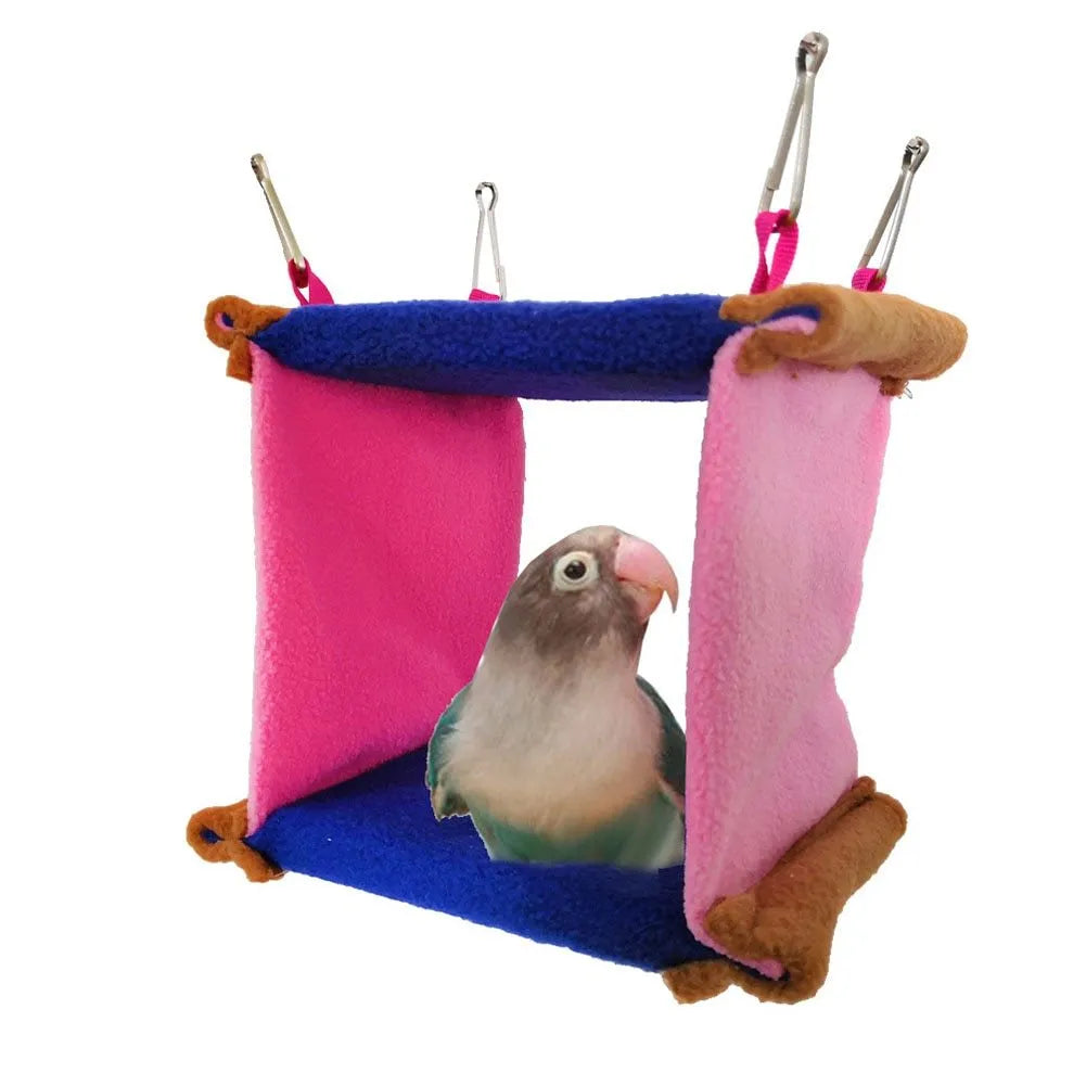 Soft fabric bird nest hammock for small pets with multiple shape options including cylinder and triangle