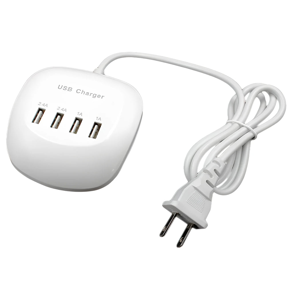 USB charger with choice of EU or US plug styles for 5V 2400mA device charging