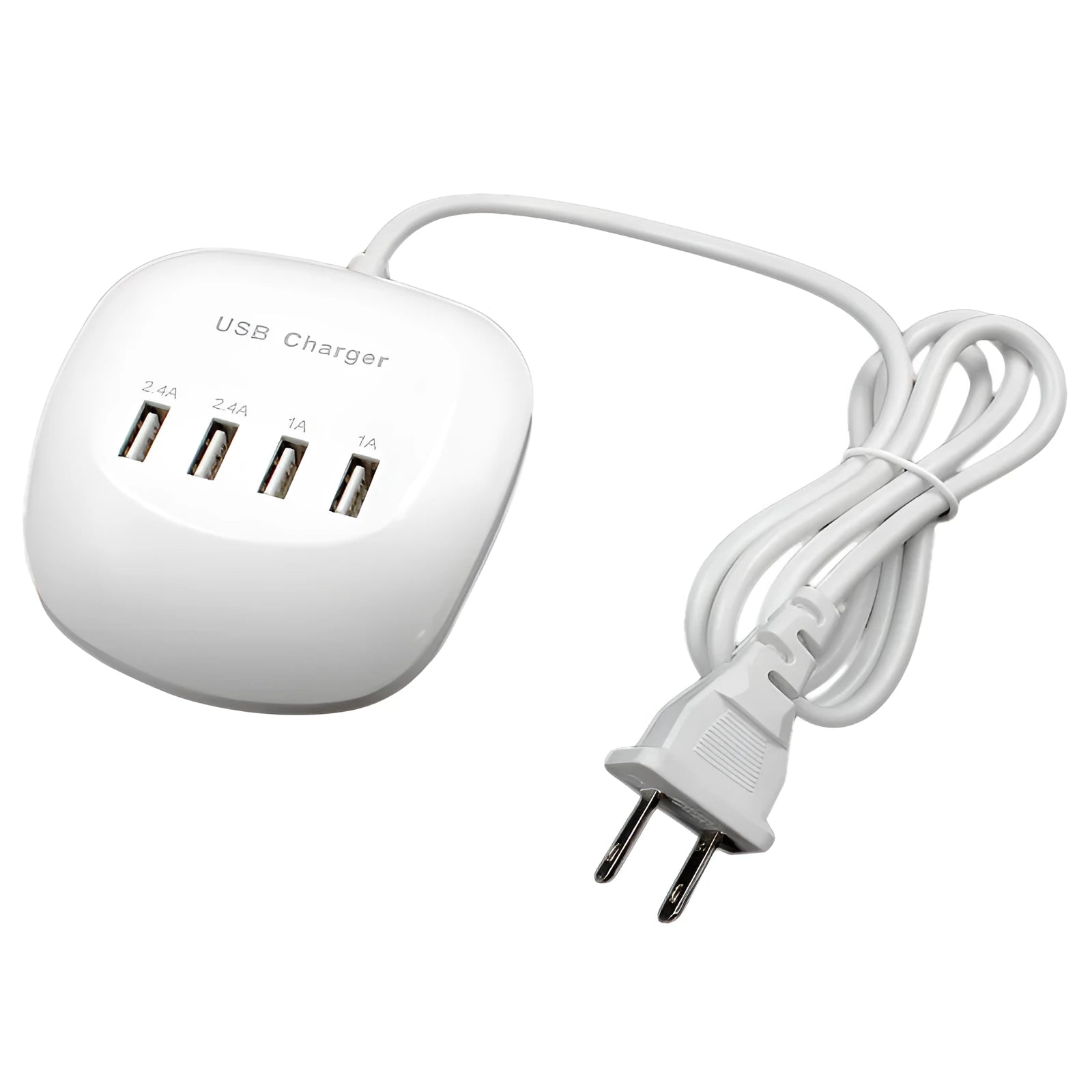 USB charger with choice of EU or US plug styles for 5V 2400mA device charging