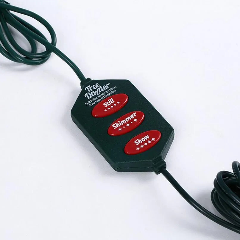 1.8 metre long Christmas tree light string with 64 colour-changing LED lights and a control button.
