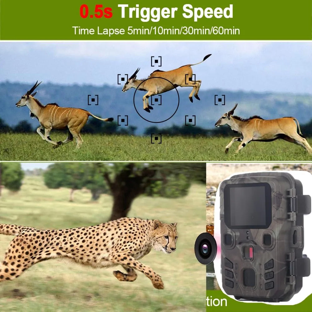 Black plastic infrared night vision monitoring device on a colour box with accessories.