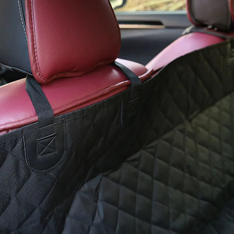 Thicken quilted waterproof pet car mat in black, 137 x 147 cm, breathable cloth seat cushion for dogs.