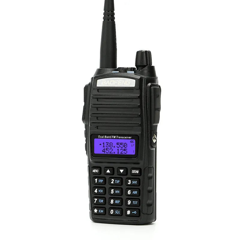 BF-UV82 8W walkie talkie black with antenna and back clip