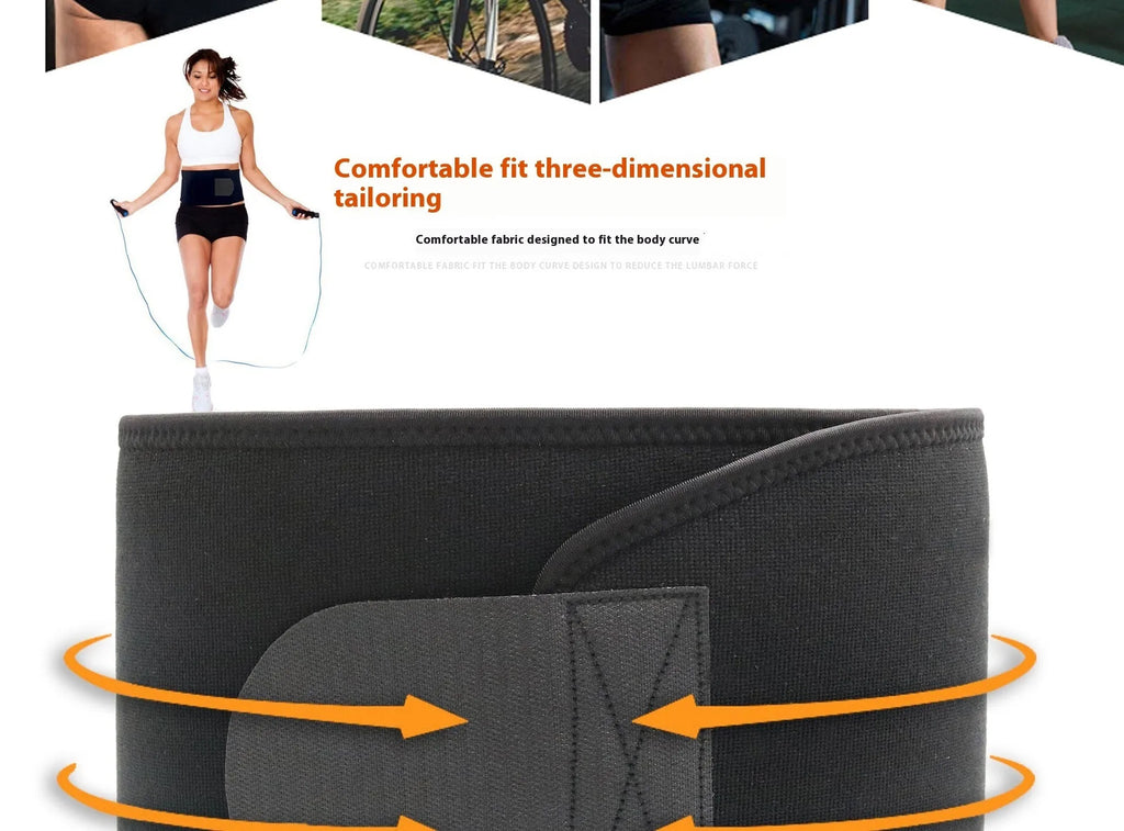 Adjustable neoprene lumbar support belt for fitness and running in black colour