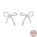 Simple S925 sterling silver stud earrings with polished finish on white background