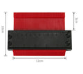 5 and 10 inch orange plastic contour gauge with teeth for copying shapes, on a tile surface