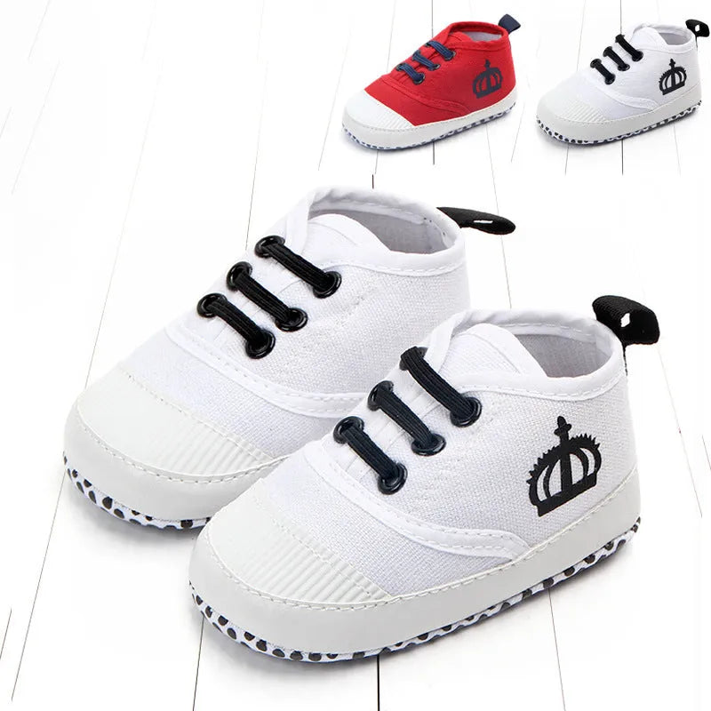 Canvas toddler shoes in white with elastic band closure cotton upper size 12cm