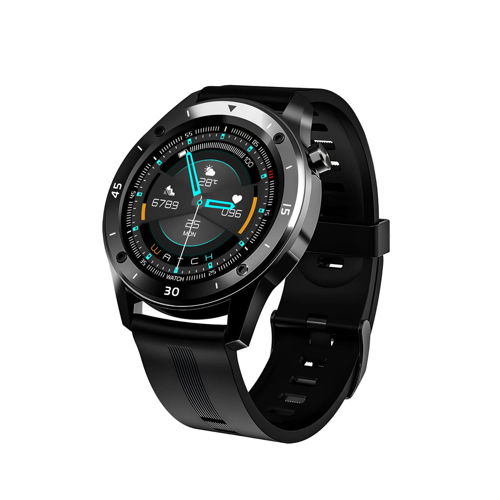 F22 Smart Watch in black with 1.54-inch screen on a TPU wristband, showing fitness tracking display.