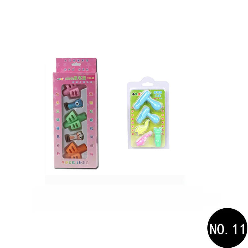 Cartoon design children's pen case for correcting writing posture made from soft rubber