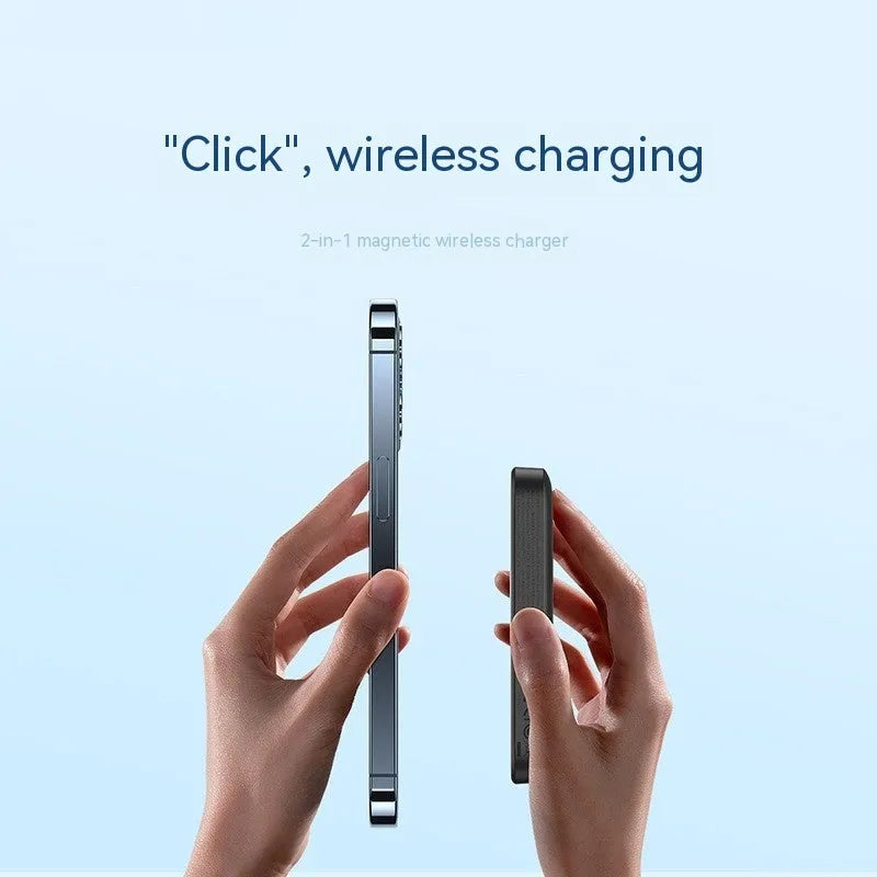 Magnetic wireless power bank in black, 10000mAh, with USB-C and 15W wireless charging