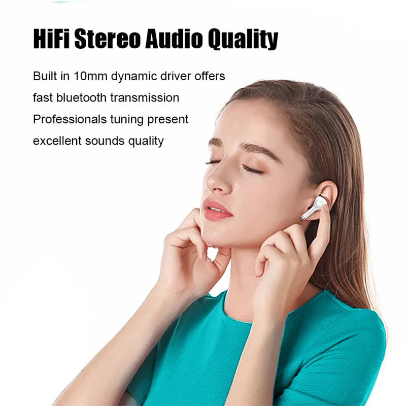 White true wireless Bluetooth 5.0 in-ear sports headset with charging box, Type-C interface, and ergonomic earbuds