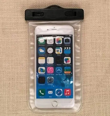 Aqua-One waterproof phone pouch in multiple colours showing clear touchscreen window and sealed closure.