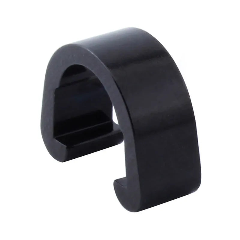 Ten aluminium alloy C-shaped buckles in assorted colours on a white background.