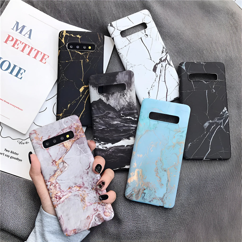 Marble finish phone case for Samsung Galaxy smartphones in polycarbonate back cover design