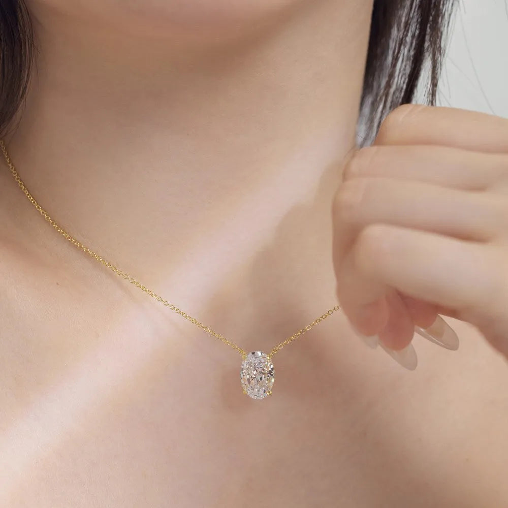 925 silver oval ice flower fashion necklace for women in platinum finish