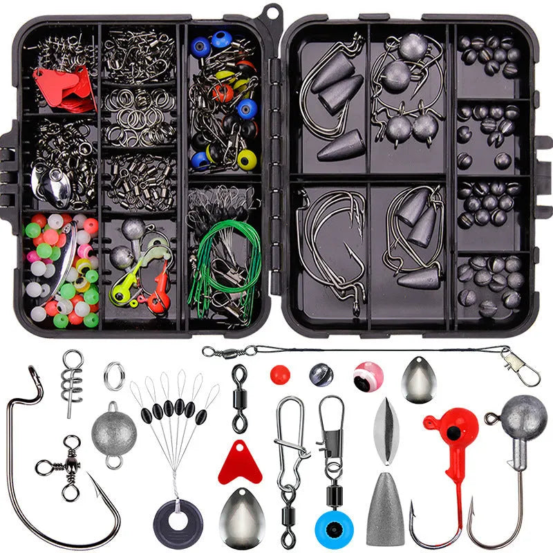 257-piece fishing lure accessories set in ABS plastic storage box for Texas sea rock fishing