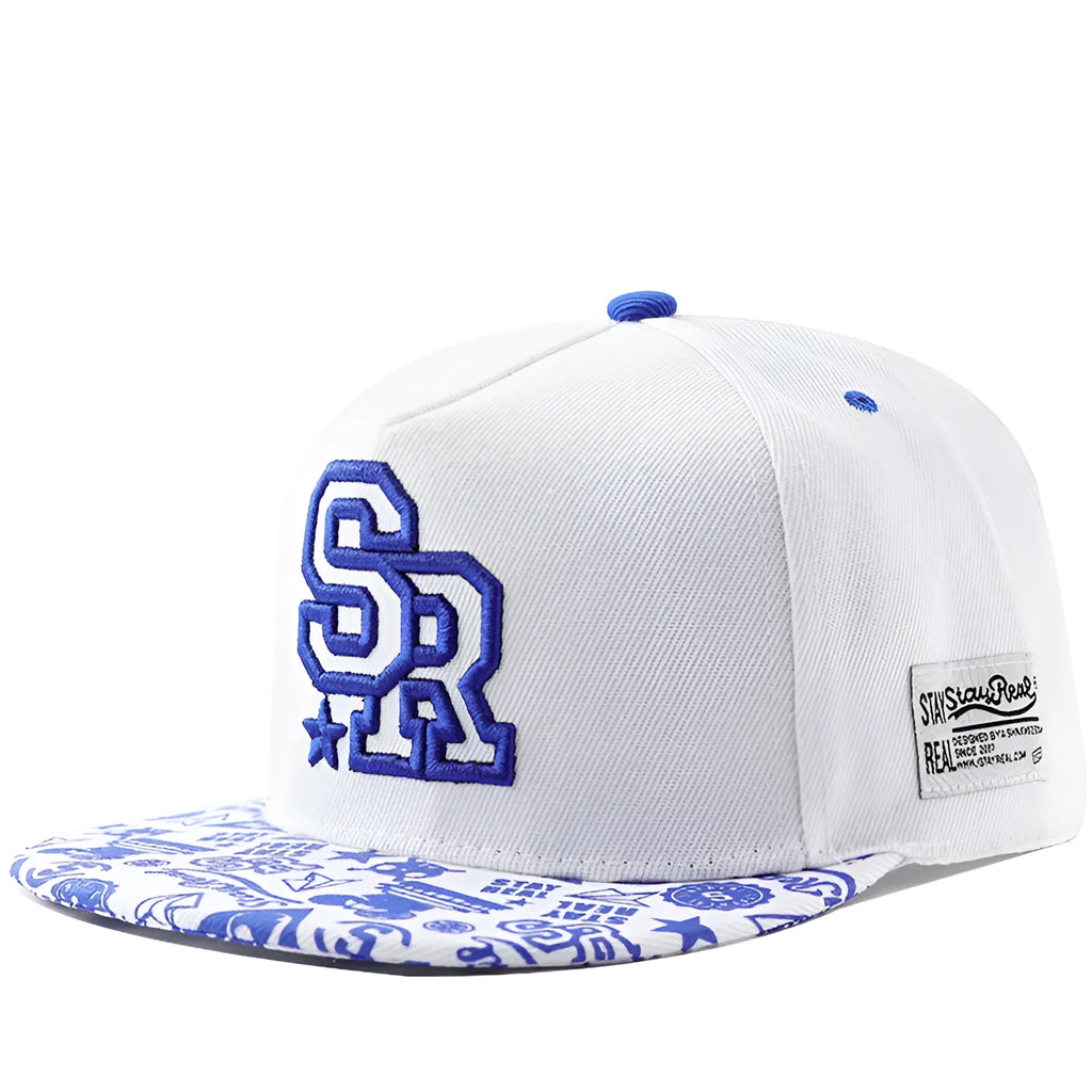 Adjustable cotton baseball cap with dome crown in Black or White