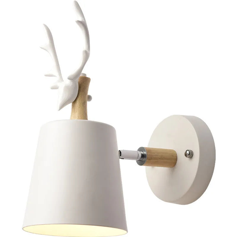 Antler wall lamp 24x29cm in iron and wood, modern E27 220V bedside light in Black or White