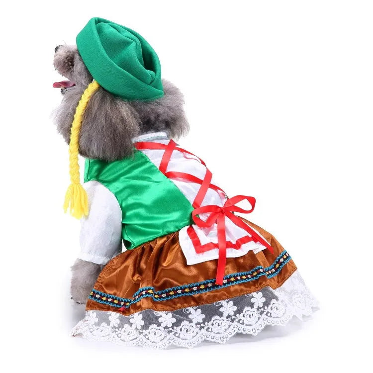 Polyester dog Christmas outfit in S to XL with festive and novelty colour options