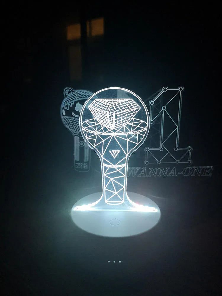 Clear acrylic display stand for a BTS light 101 tower gem collectible model.