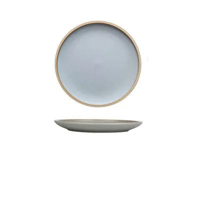 Blue matte ceramic plate with 10 inch diameter on table setting