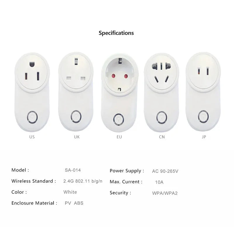 Neutral coloured WIFI smart socket with choice of UK or US plug, compatible with Tmall Genie.
