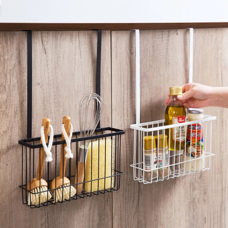 Metal kitchen hanging shelf in Nordic style, available in black or white, with no-punch installation