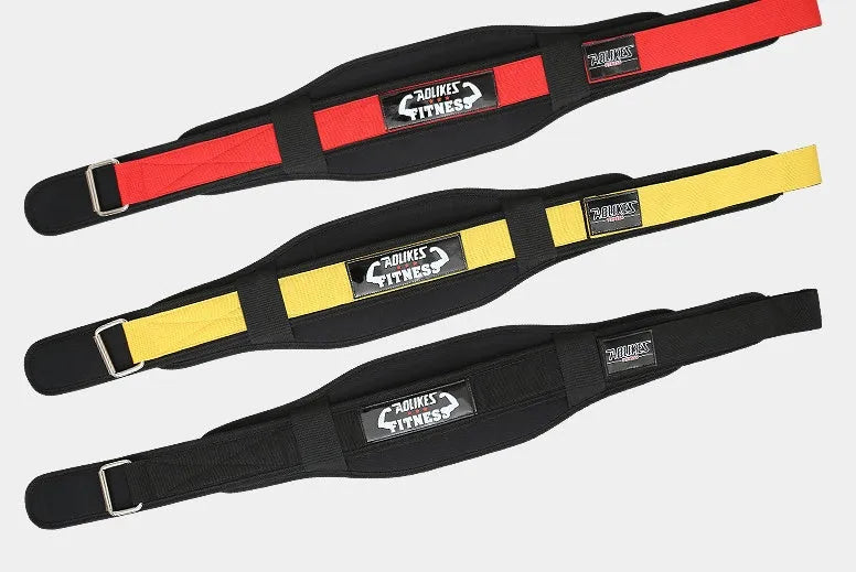 Nylon fitness weightlifting waistband for adults in black, red, or yellow