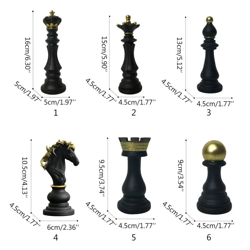 European-style creative chess resin ornaments in black and white with King Queen Warhorse designs