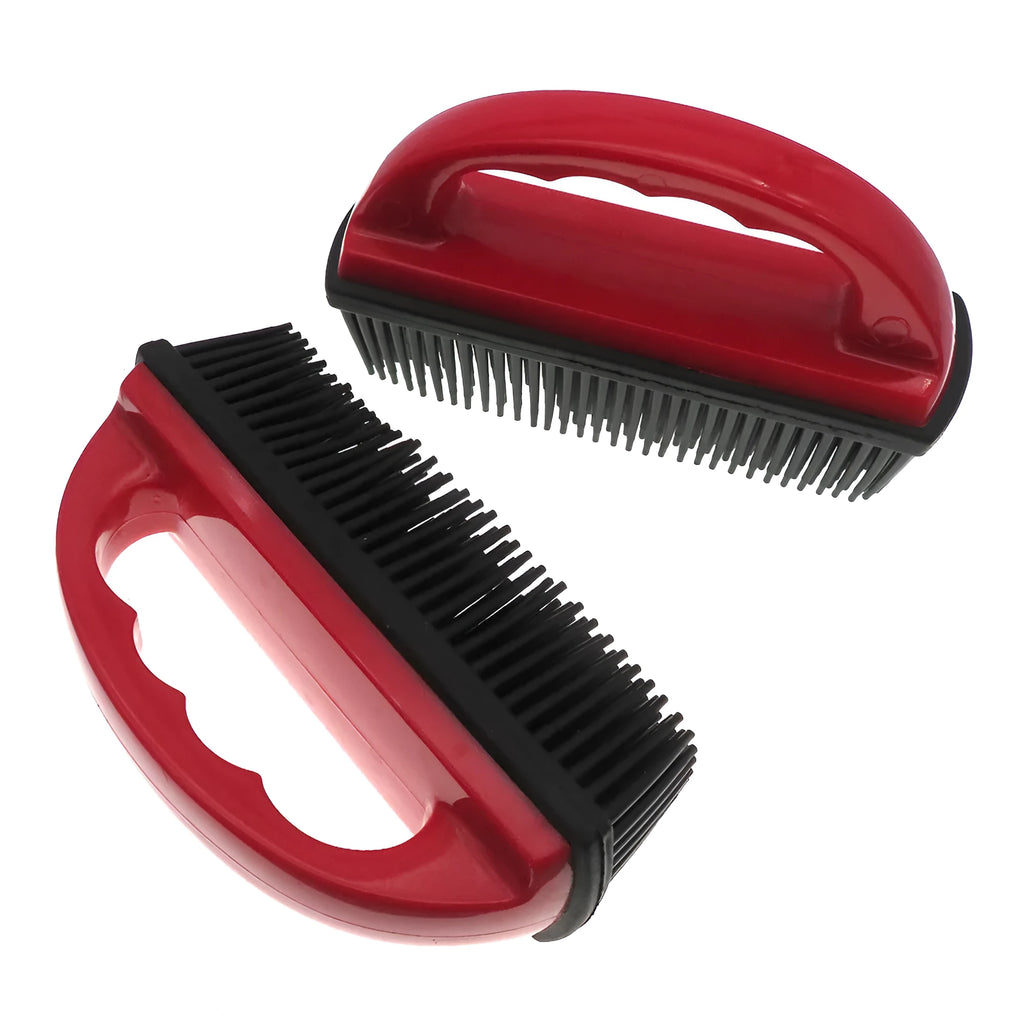 Red pet hair removal brush measuring 160x85mm for grooming cats and dogs and cleaning carpets