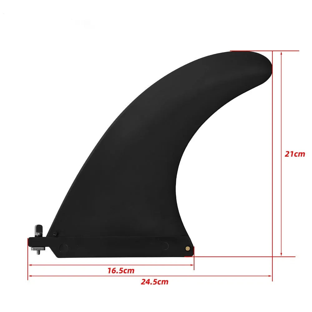 heytur SUP paddle with removable fish fin on the large plastic blade.