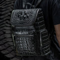 Kurayoshi handmade crocodile leather backpack vertical square shape large capacity 14 inch laptop bag