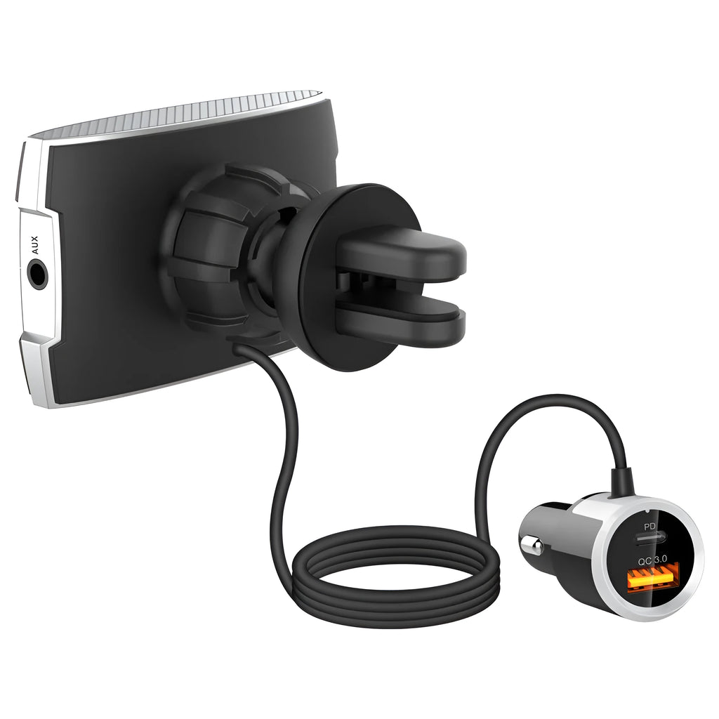 Car FM transmitter music player with Bluetooth and 1.2 inch display, black ABS, 148g gross weight
