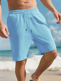 Men's striped linen-style sports shorts with elastic waist in multiple colour options