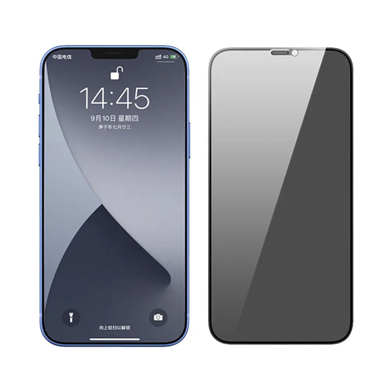 Full-cover tempered glass privacy screen protector for iPhone with dustproof net edge