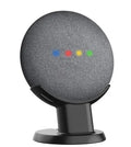 Black PlusAcc Google Home Mini stand holder on a wooden desk.
